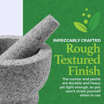 Granite Pill Crusher Set - Easy Grip Non-Slip Stone Muddler & Deep Bowl with Silicone Lid - Mortar and Pestle Grinder for Pills, Tablets, Vitamins and More