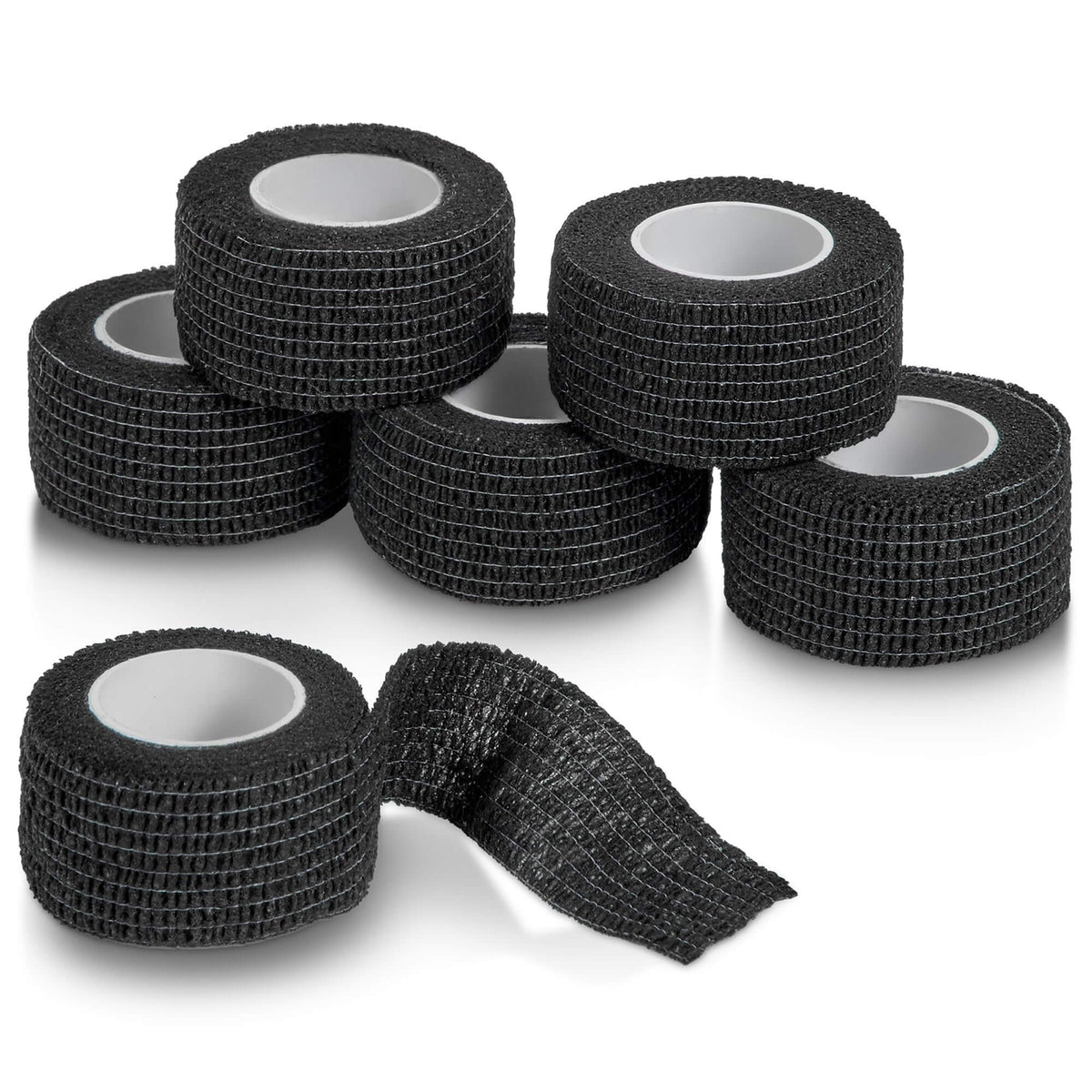 Self-Adherent Cohesive Bandage - Pack of 6 Rolls - 1" Wide x 5 Yards - Athletic Sports Tape for Medical Use, Sports, Fir