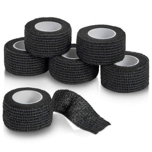 Self-Adherent Cohesive Bandage - Pack of 6 Rolls - 1" Wide x 5 Yards - Athletic Sports Tape for Medical Use, Sports, Fir
