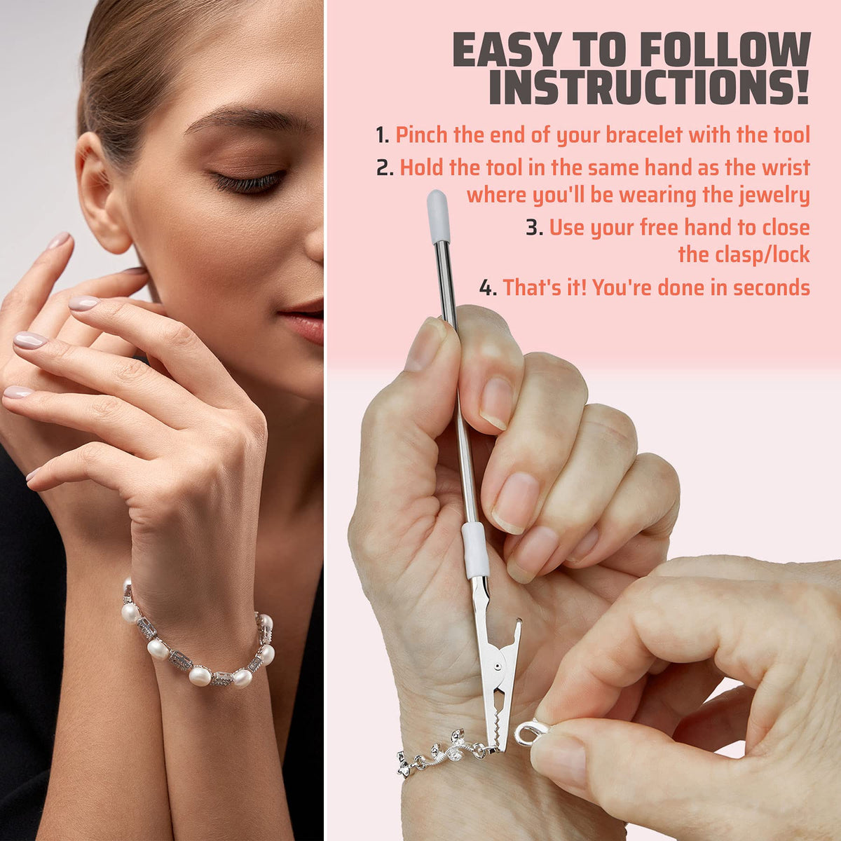 Jewelry Helper - (Pack of 2) 6" Fastening and Hooking Tool for Bracelets, Watches, Necklaces and Other Jewelry Clasps or Closures - Buddy Helps Prevent Wrist Strain for Limited Mobility and Arthritis