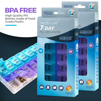 Weekly Pill Organizer, Twice-a-Day, Pack of 2