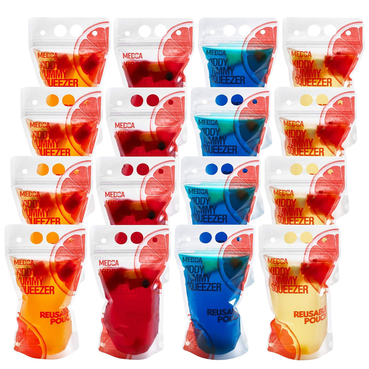 Reusable Drink Pouches - 100 Clear Drink Bags with 100 Straws - Double Zipper Reusable Smoothie Pouches Juice, Clear Zipper Pouch Storage Bags, Leak-Free and BPA Free