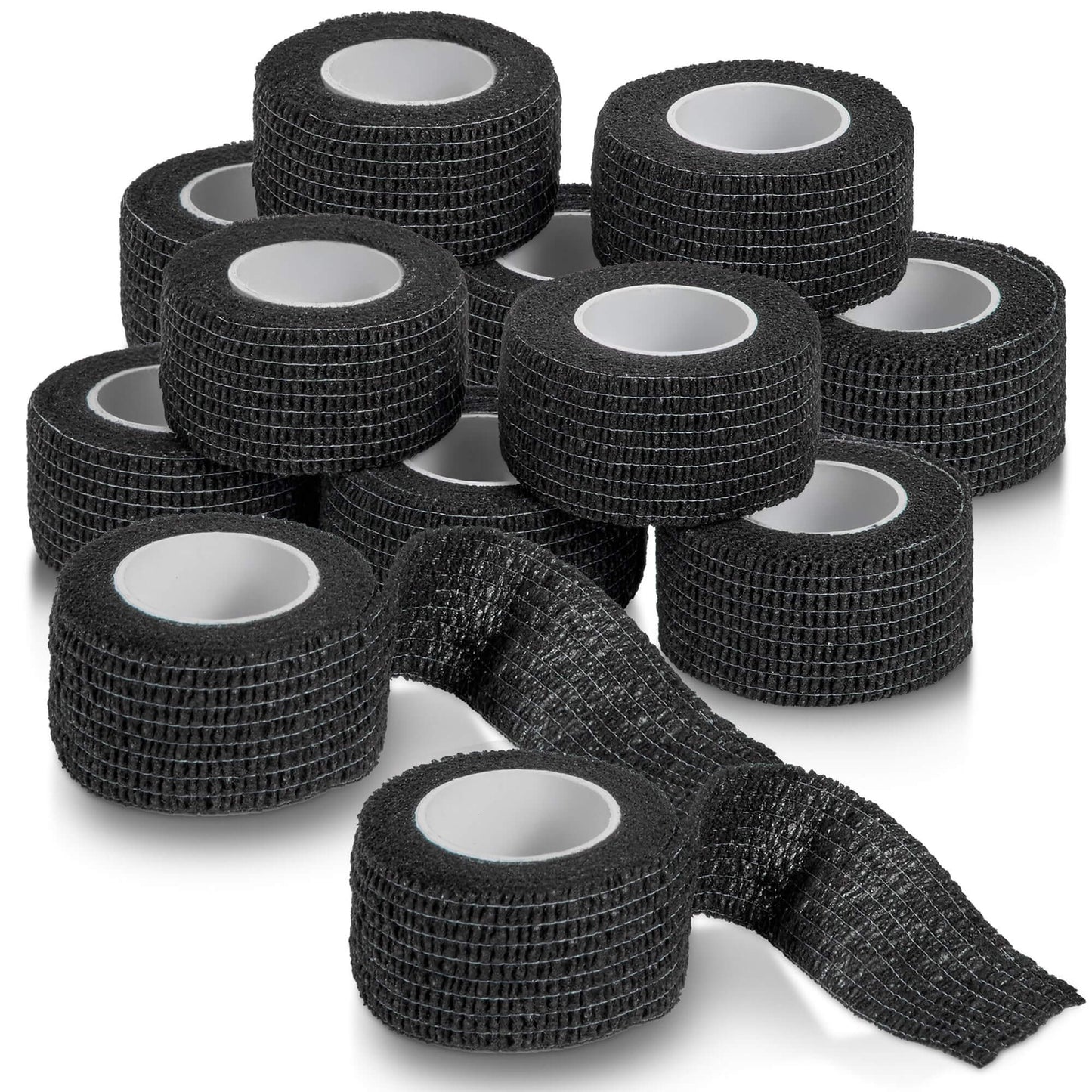 Self-Adherent Cohesive Bandage - (12 Count) - 1" Wide x 5 Yard Rolls - Athletic Sports Tape for Medical Use, Sports, Fir
