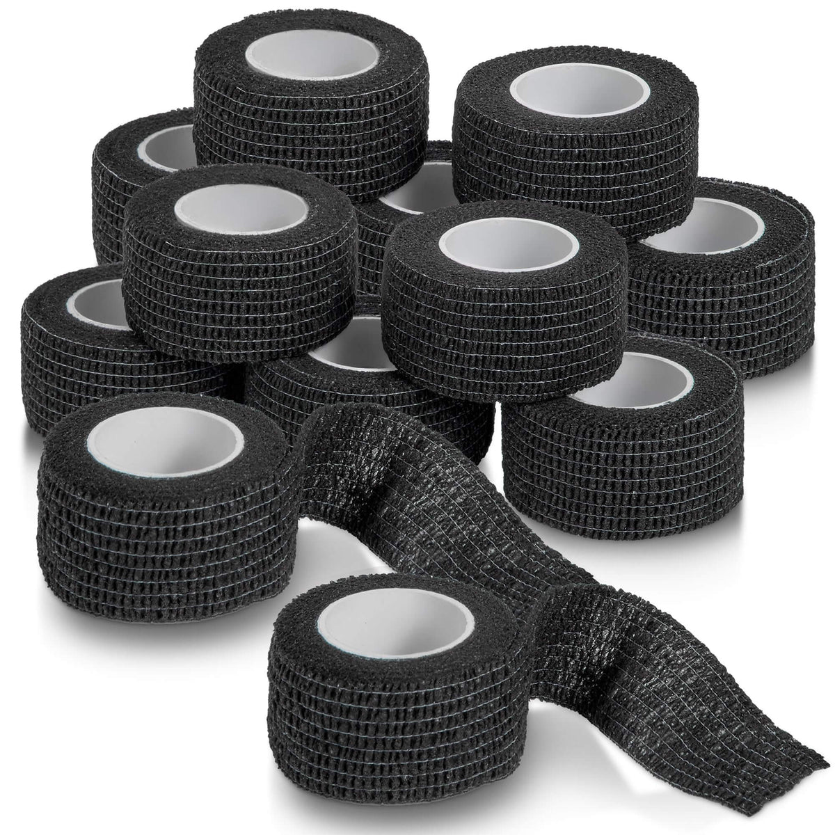 Self-Adherent Cohesive Bandage - (12 Count) - 1" Wide x 5 Yard Rolls - Athletic Sports Tape for Medical Use, Sports, Fir