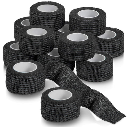 Self-Adherent Cohesive Bandage - (12 Count) - 1" Wide x 5 Yard Rolls - Athletic Sports Tape for Medical Use, Sports, Fir