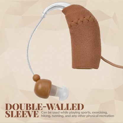 Hearing Aid Protectors and Clip - Corded Fabric Cover with Clasp Protects from Dirt Dust Sweat & Moisture Reduces Wind Noise & Prevents Loss Fits Most (1-Inch, 1.25-Inch, 2-Inch) BTE Devices