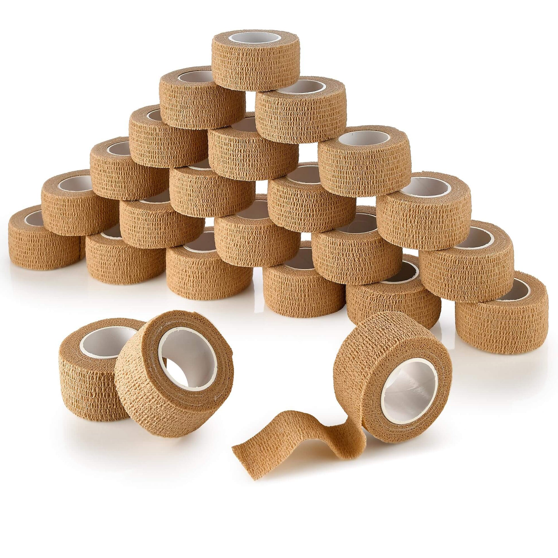 Self Adherent Cohesive Wrap Bandages 1 Inch X 5 Yards 24 Count with Strong Elastic First Aid Tape for Sprain Swelling an
