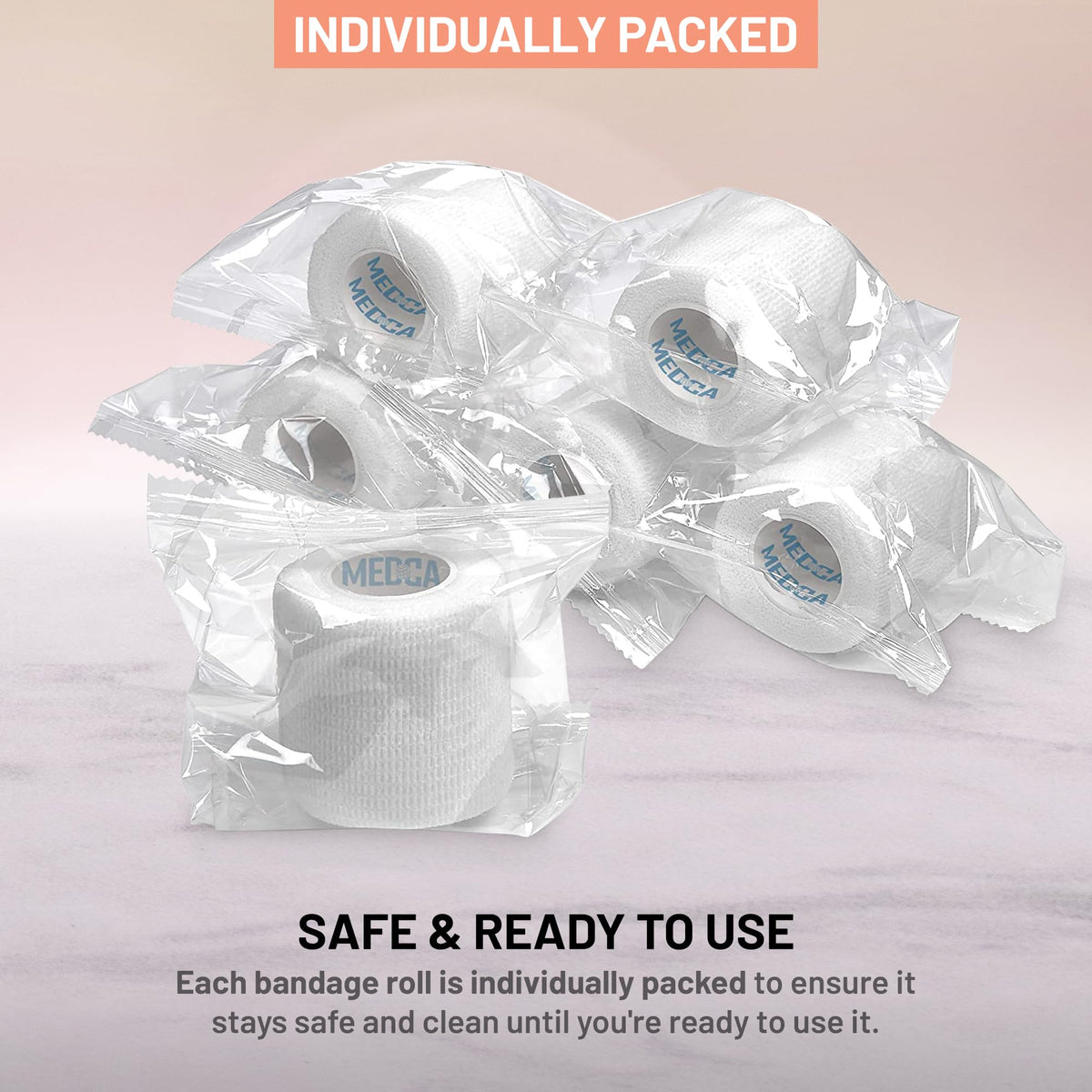 Self Adherent Cohesive Tape - (Pack of 12) 2” x 5 Yards, Self Adhesive Bandage Rolls & Sports Athletic Wrap for Ankle, Wrist, Knee Sprains and Swelling, Vet Wraps in White Color