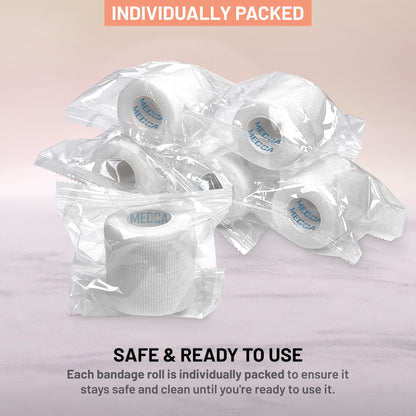 Self Adherent Cohesive Tape - (Pack of 12) 2” x 5 Yards, Self Adhesive Bandage Rolls & Sports Athletic Wrap for Ankle, Wrist, Knee Sprains and Swelling, Vet Wraps in White Color