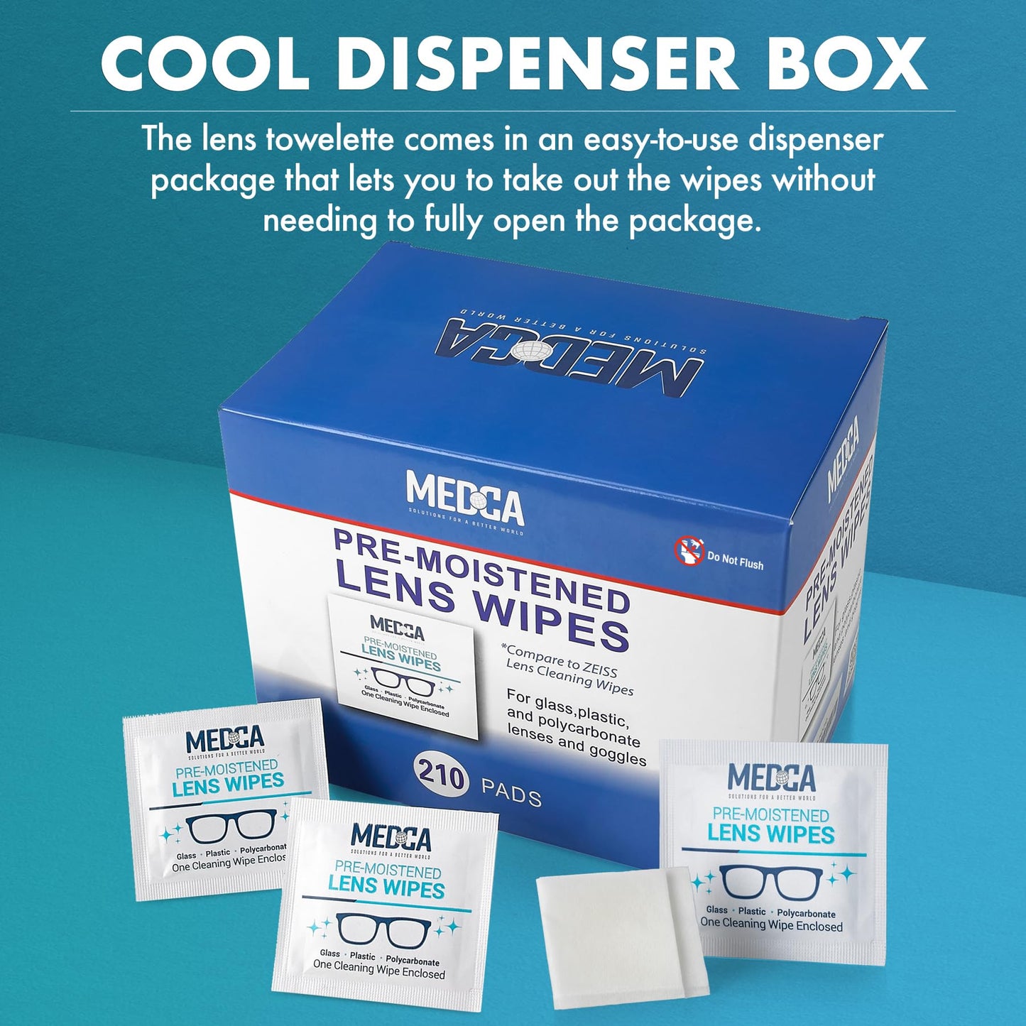 Lens Cleaning Wipes - [210 Pack] Pre Moistened Cleansing Cloths and Individually Wrapped Eyeglass Cleaner Wipe Pads for Phones, Tablet Screens