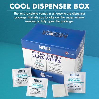 Lens Cleaning Wipes - [210 Pack] Pre Moistened Cleansing Cloths and Individually Wrapped Eyeglass Cleaner Wipe Pads for Phones, Tablet Screens