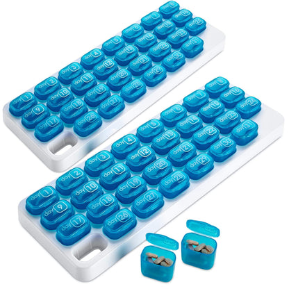 Monthly Pill Organizer - (Pack of 2) 31 Day Pill Organizer with Large Removable Medication Pods, Portable Pill Case Box 