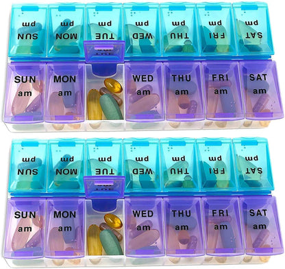 Weekly Pill Organizer, Twice-a-Day, Pack of 2