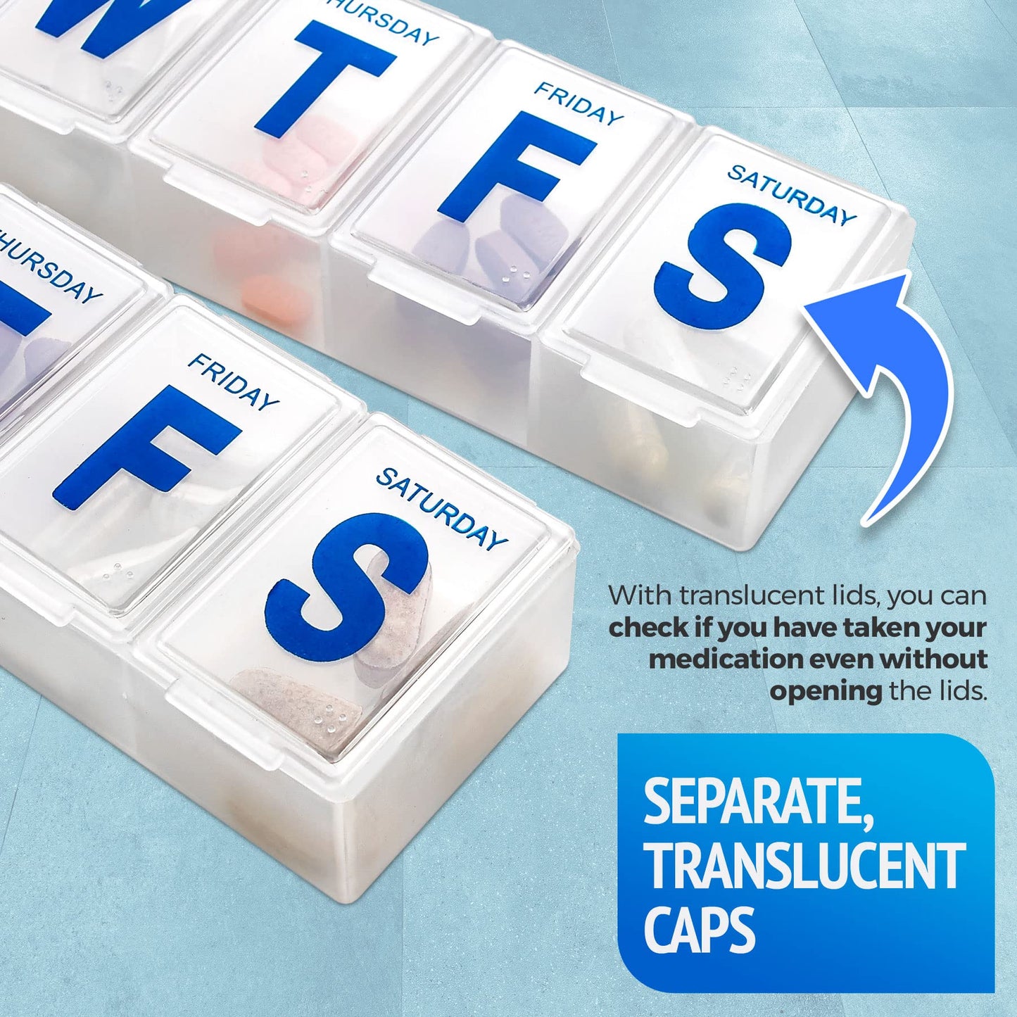 Weekly Pill Organizer, 7-Day Pill Planner Extra Large