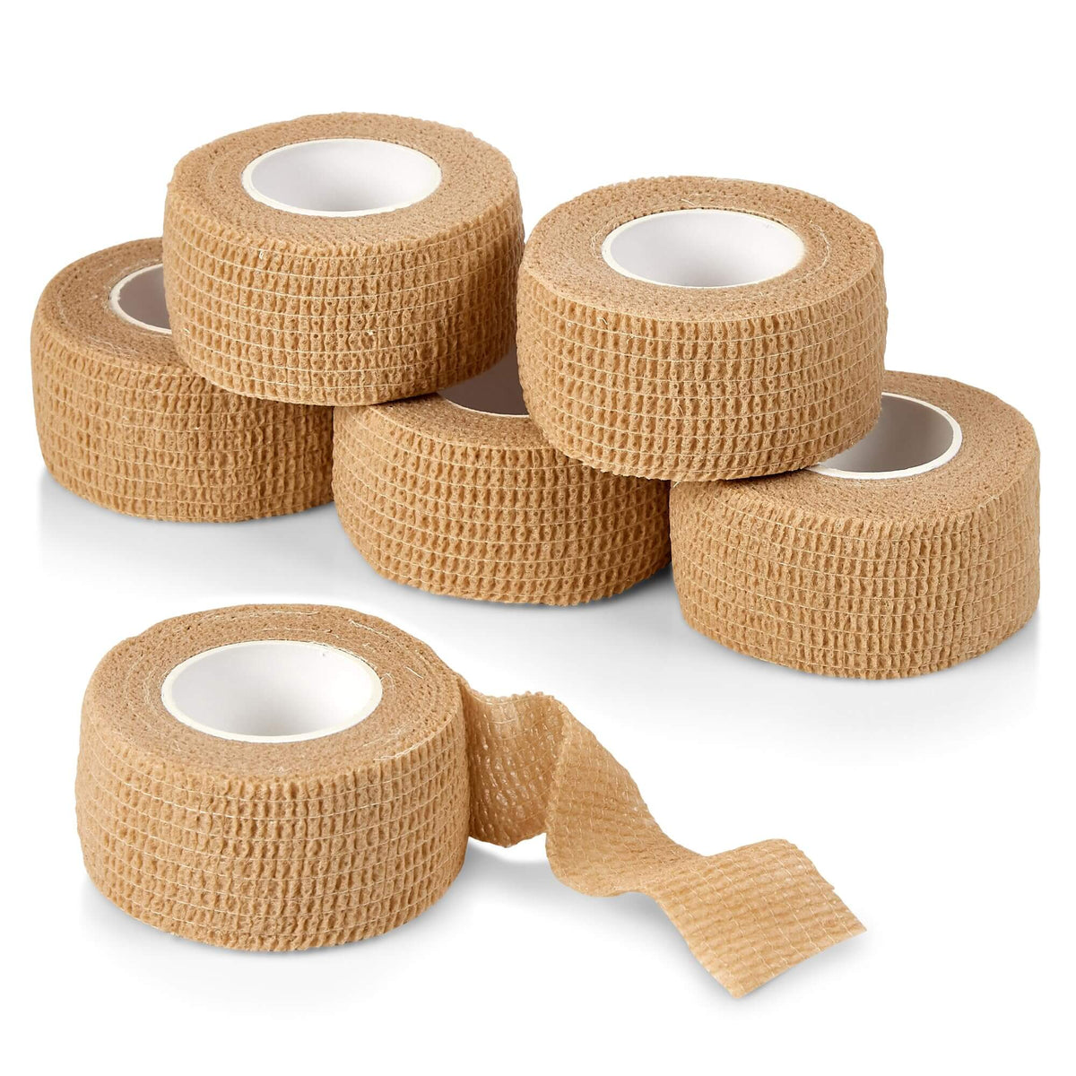 Self Adhesive Bandages - 1" x 5 Yards Per Roll - Pack of 6 Rolls, Elastic Self Adherent Cohesive Wrap First Aid Tape for