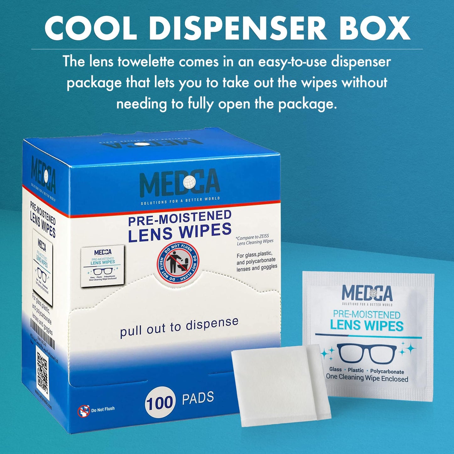 Premoistened Lens and Glass Cleaning Wipes - Portable Travel Cleaner for Glasses, Camera, Cell Phone, Smartphone, and Tablet - Disposable, Quick Drying, Streak Free - Individually Wrapped, Pack of 10
