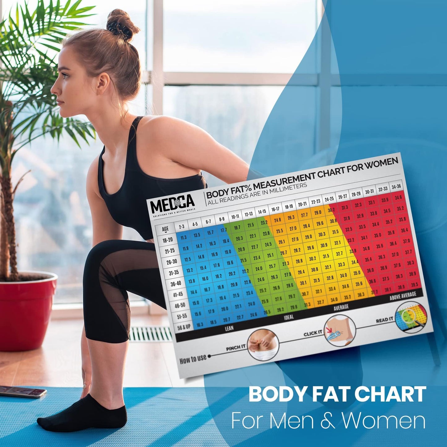 Pro Skinfold Caliper and Body Measurement Tape - Precision Body Fat Tool Plus BMI Chart - Accurately Measure and Gauge Body Fat Help Track Weight Loss and Achieve Fitness Goals for Men and Women
