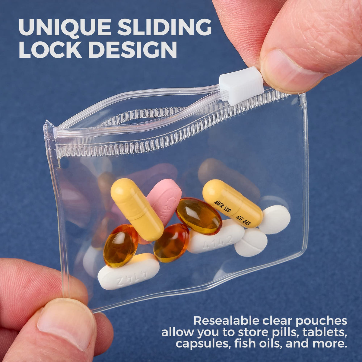 Zippered Pill Pouch Bags - 1200 Pcs, Slide Lock Clear Plastic Mini Bags, BPA-Free for Pills Vitamins, Supplements, Medications, Jewelry, Crafts, Small Objects - Self-Sealing, Reusable, Travel-Friendly