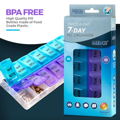 Weekly Pill Organizer, Twice-a-Day, 1 Pill Organizer