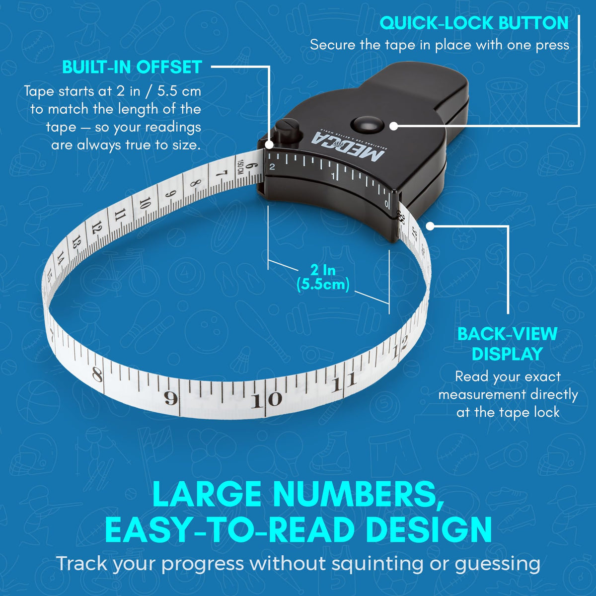 Body Tape Measure and Skinfold Caliper for Body Set - (Pack of 4) - Skin Fold Body Fat Analyzer and BMI Measurement Tool by