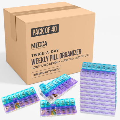 Weekly Pill Organizer, Twice-a-Day, Pack of 40