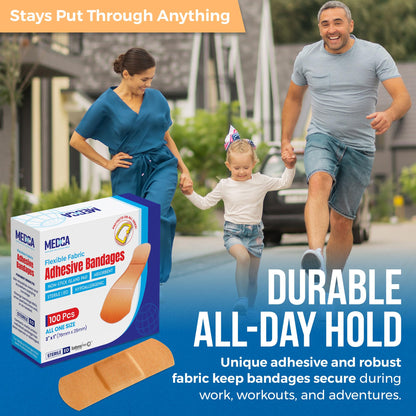 Flexible Fabric Bandages - Flex Fabric Adhesive Bandages Finger-Tip Bandages Knuckles and Thumb Bandages for Finger Care and to Protect Wounds from Infection - (200 Count)