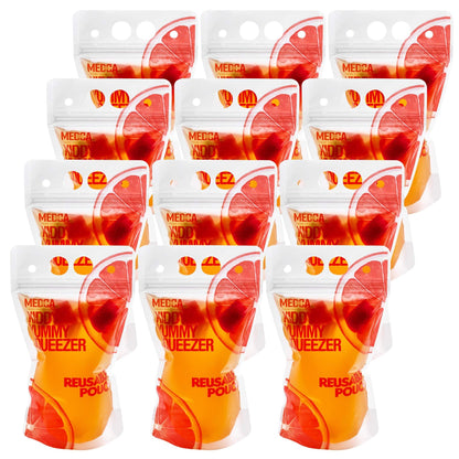 Reusable Drink Pouches - 100 Clear Drink Bags with 100 Straws - Double Zipper Reusable Smoothie Pouches Juice, Clear Zipper Pouch Storage Bags, Leak-Free and BPA Free