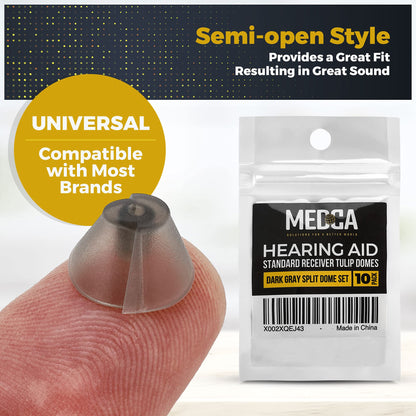 Hearing Aid Standard Receiver Tulip Domes Compatible with GN Resound Sure Fit - Universal Invisible Tip Replacement Ear Domes for BTE PSAP Hearing Amplifiers and Open Fit Models (10)