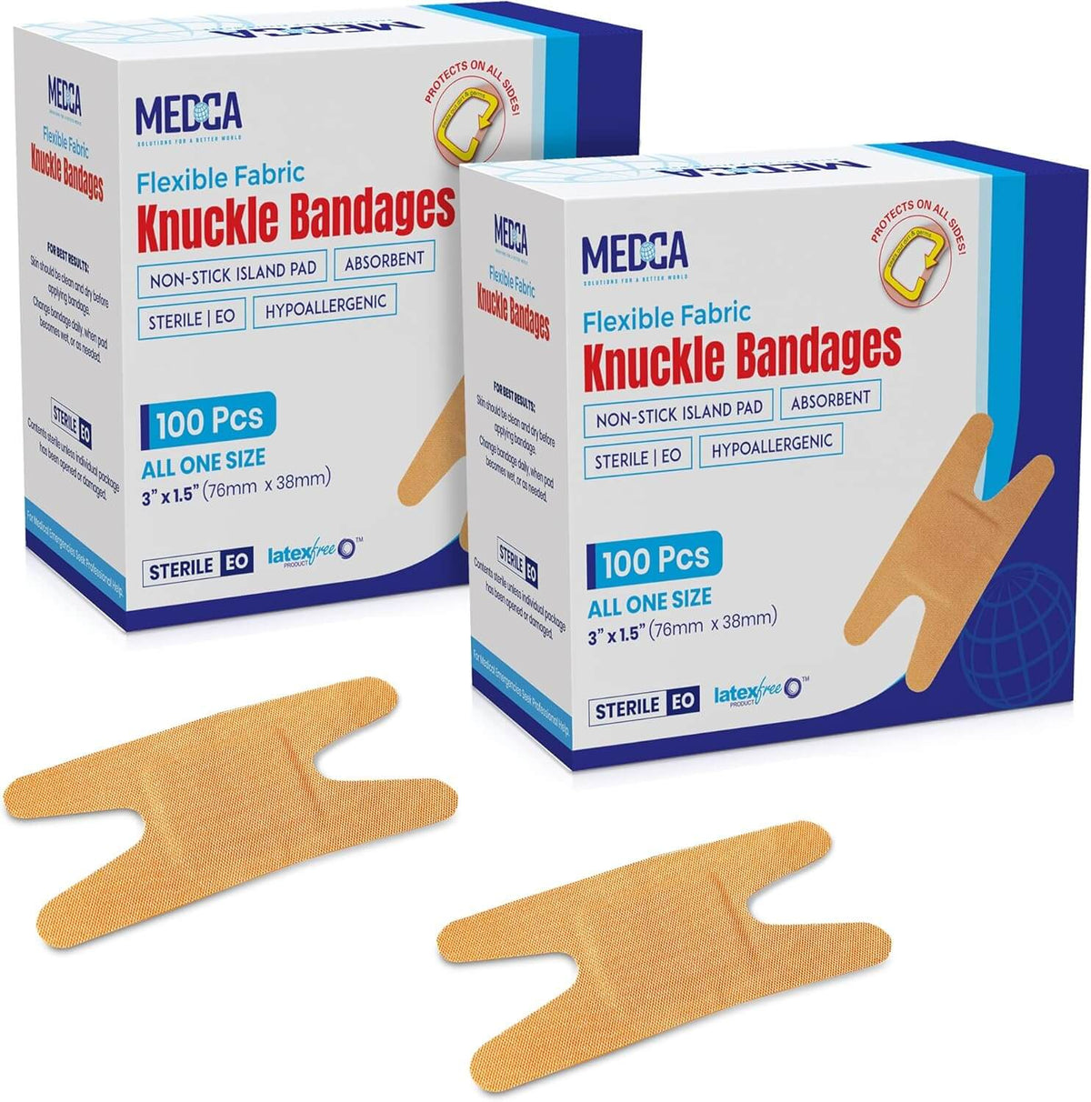 Flexible Fabric Bandages - Flex Fabric Adhesive Bandages Knuckle Bandages for Finger Care and to Protect Wounds from Inf
