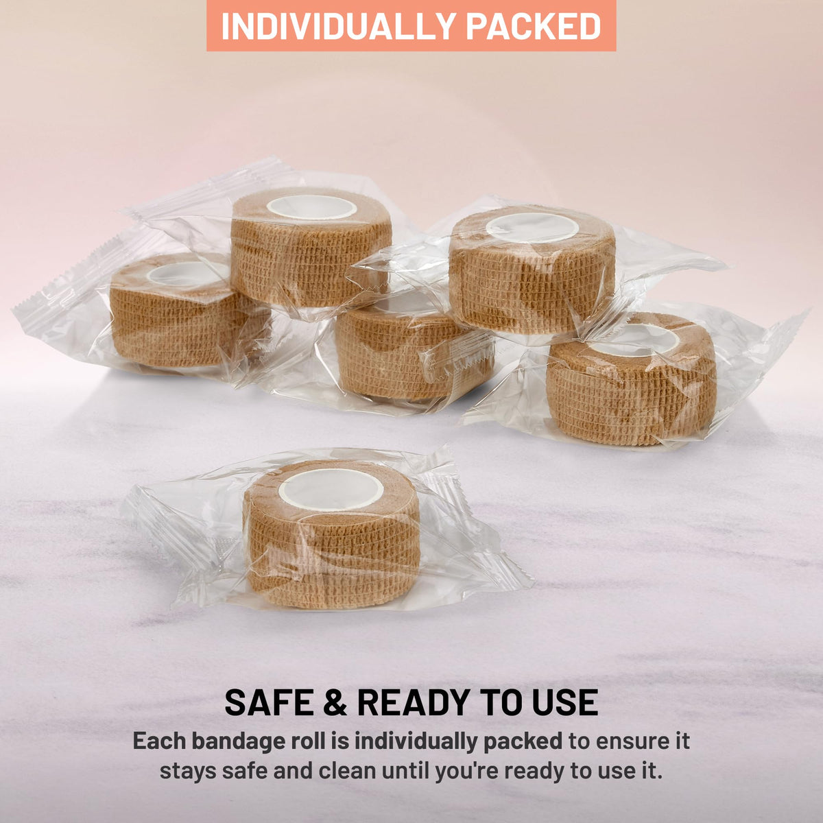Self Adhesive Bandages - 1" x 5 Yards Per Roll - Pack of 12 Rolls, Elastic Self Adherent Cohesive Wrap First Aid Tape for Sprain Swelling and Soreness on Wrist and Ankle