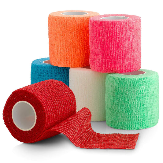 6 Pack, Self Adherent Cohesive Tape - 2” x 5 Yards, Self Adhesive Bandage Rolls & Sports Athletic Wrap for Ankle, Wrist,