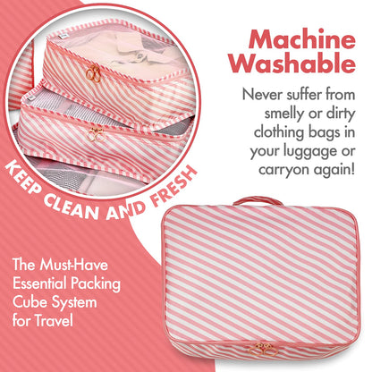 Travel Packing Cubes - 6 Piece Set Luggage Packing Organizers and Compression Packing Cube System