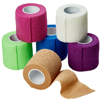 Self Adherent Cohesive Wrap Bandages 2 Inches X 5 Yards 288 Count Bulk, (Rainbow Color)