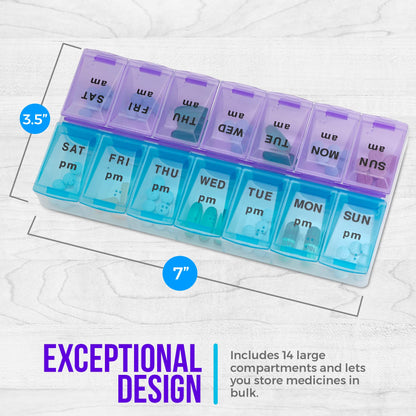 Weekly Pill Organizer, Twice-a-Day, Pack of 40
