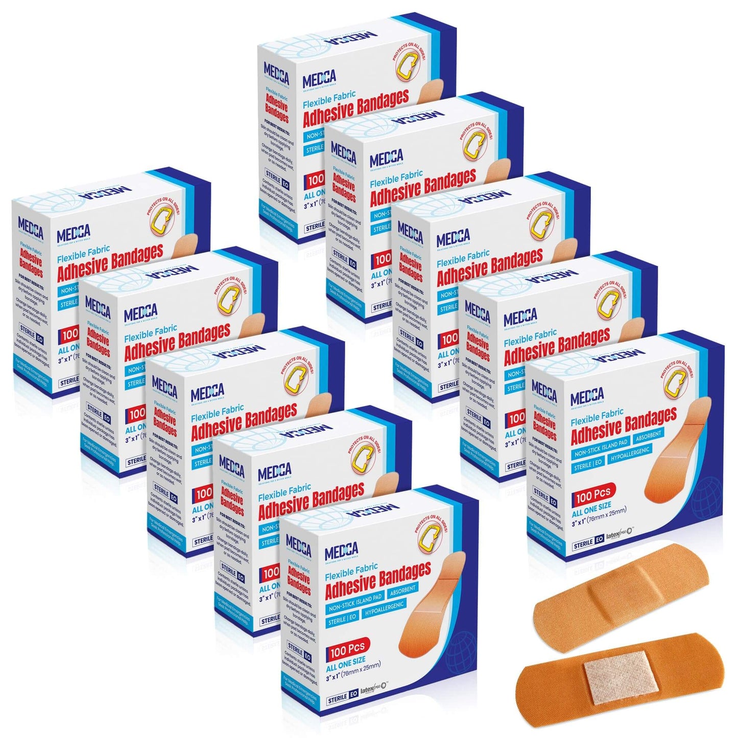 Flexible Fabric Bandages - Flex Fabric Adhesive Bandages Finger-Tip, Knuckles and Thumb for Finger Care and to Protect W