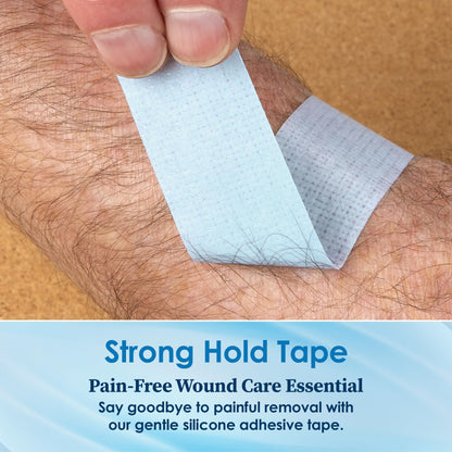 Sensitive Skin Low Trauma Tape Rolls - 1 Inch x 4 Yards Blue Tape First Aid Rolls, Minimal Hair Pulling for Wounds, Lash Tape for Eyelash Extensions (Pack of 2)