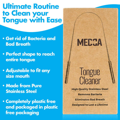 Tongue Scrapers - Pack of 2 - Stainless Steel Tongue Cleaners Brush for Help Getting Rid of Bad Breath & Bacteria - Food Scraper to Keeps Mouth & Teeth Healthy and Clean - Essential Dental Hygiene Kit