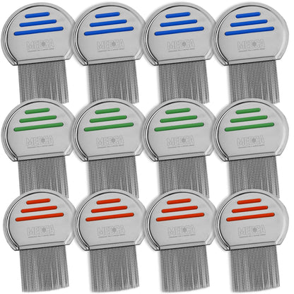 Lice Comb - (Pack of 12) Head Lice Treatment that's Individually Packaged Professional Stainless Steel Louse and Nit Com