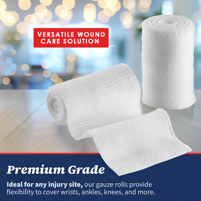 Gauze Bandage Rolls - (48 Pack) 2 in x 4.1 Yards Per Roll of Medical Grade Gauze Bandage and Stretch Wrapping for Dressing All Types of Wounds and First Aid Kit by, (2-Inch, 48 Pcs)