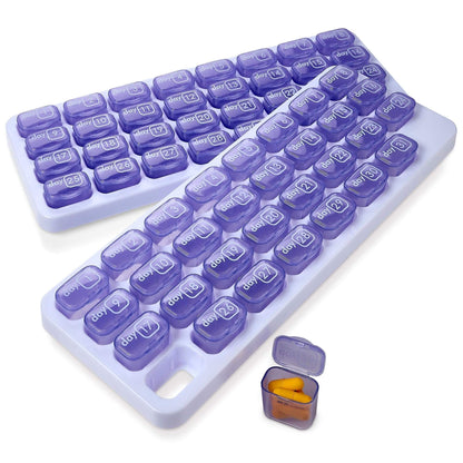 Monthly Pill Organizer - (Pack of 2) 31 Day Pill Organizer with Large Removable Medication Pods, Portable Pill Case Box 