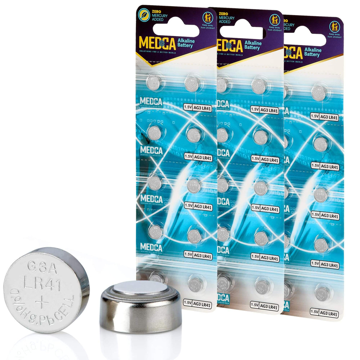 1.5V Alkaline Batteries - LR41, 192, 92A,LR736, and AG3 Battery - Button Coin Cell for Hearing Aids, Amplifiers, Clocks,