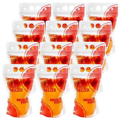 Reusable Drink Pouches - 30 Clear Drink Bags with 30 Straws - Double Zipper Reusable Smoothie Pouches Juice, Clear Zipper Pouch Storage Bags, Leak-Free and BPA Free