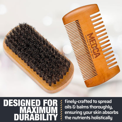 Wooden Beard and Comb Set for Men - Perfect for Beards Head Hair and Mustaches Men's Grooming Kit for Styling, Applying Beard Oils and Balms for Better Hair Care Growth and Impressive Hair Health