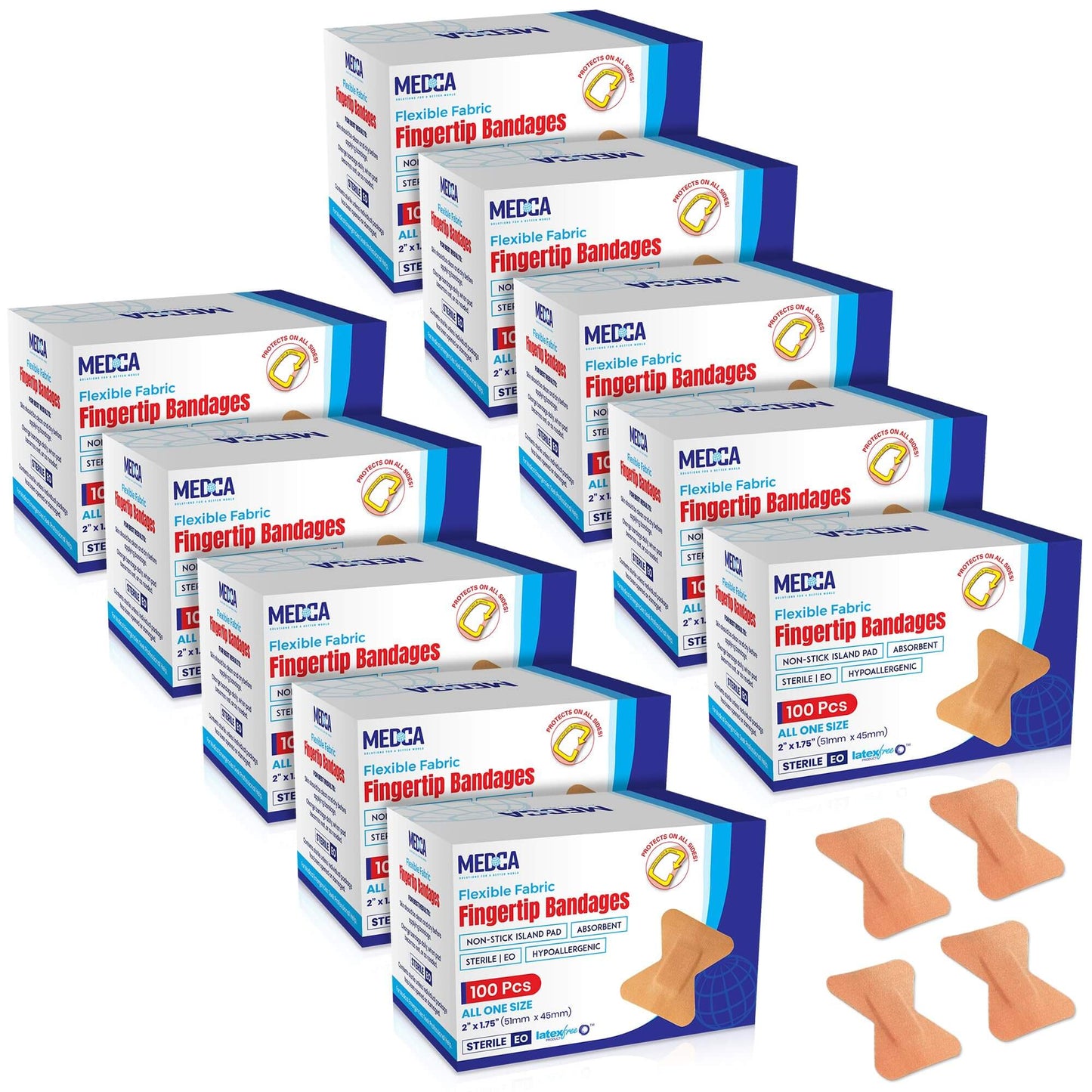 Flexible Fabric Bandages - Flex Fabric Adhesive Bandages Finger-Tip Care and to Protect Wounds from Infection - (Bulk 10