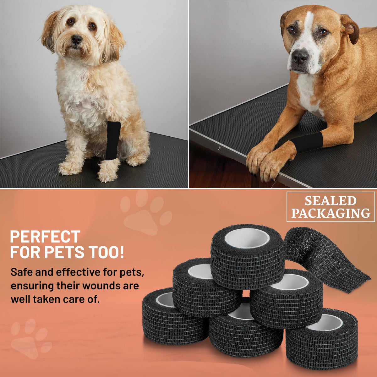 Self-Adherent Cohesive Bandage - (12 Count) - 1" Wide x 5 Yard Rolls - Athletic Sports Tape for Medical Use, Sports, First Aid and Helps Protect Skin, Black