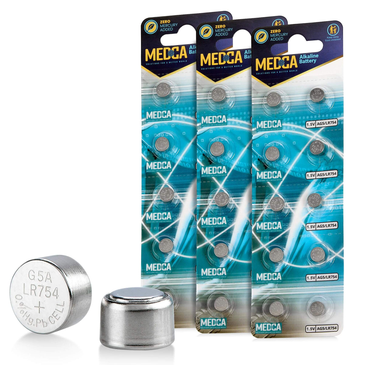 AG5 LR754 Batteries - 30 Count Pack - 1.5V Alkaline 754 LR48 193 Battery Button Coin Cell Batteries for Hearing Aids and