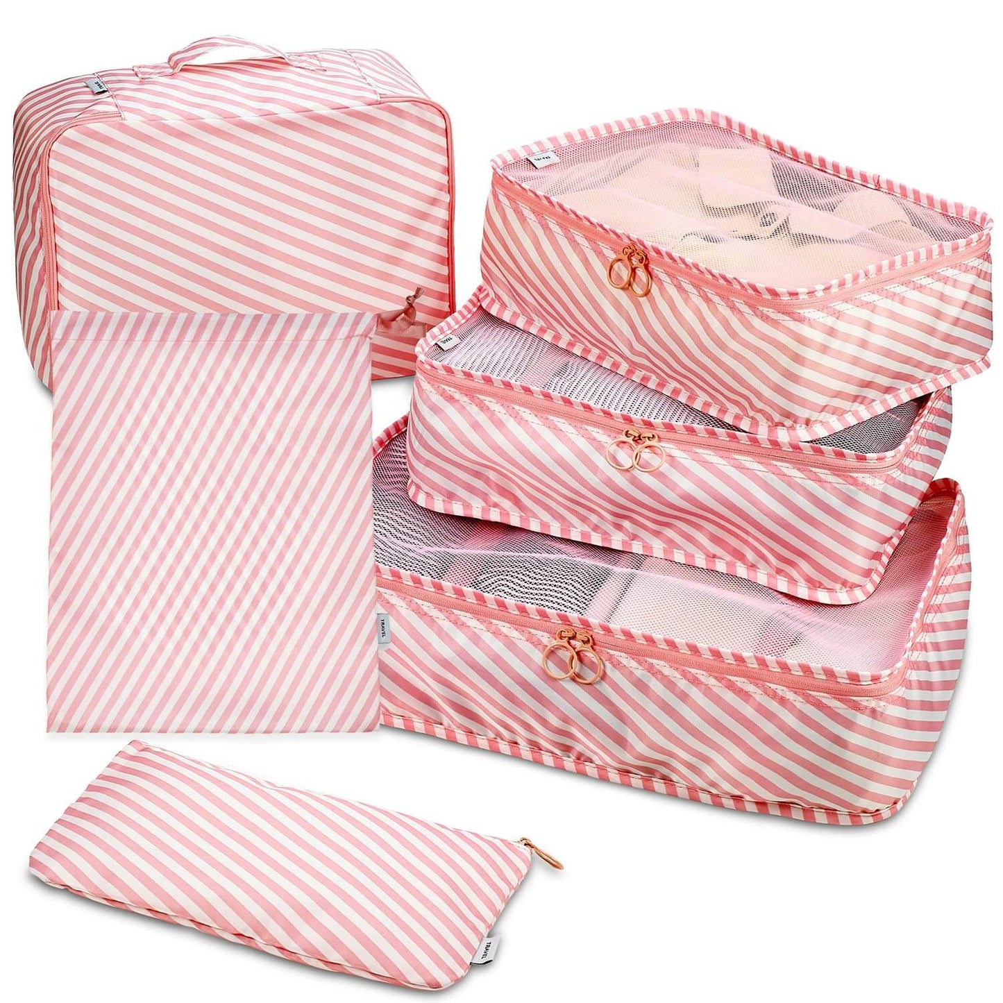 Travel Packing Cubes - 6 Piece Set Luggage Packing Organizers and Compression Packing Cube System