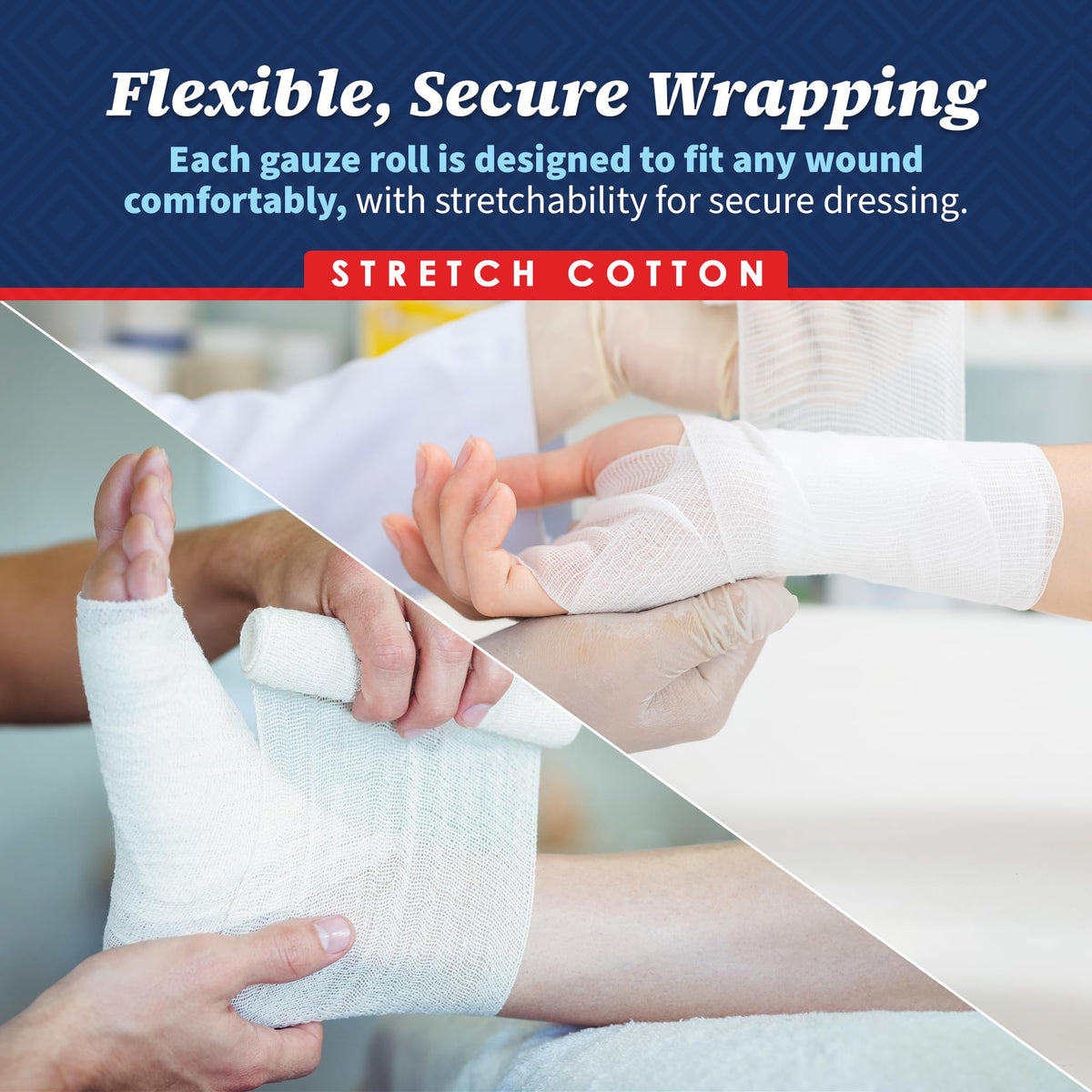 Gauze Bandage Rolls - (24 Pack) 3 in x 4.1 Yards Per Roll of Medical Grade Gauze Bandage and Stretch Bandage Wrapping for Dressing All Types of Wounds and First Aid Kit by, (3-Inch, 24 Pcs)