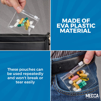 Zippered Pill Pouch Bags - 1200 Pcs, Slide Lock Clear Plastic Mini Bags, BPA-Free for Pills Vitamins, Supplements, Medications, Jewelry, Crafts, Small Objects - Self-Sealing, Reusable, Travel-Friendly
