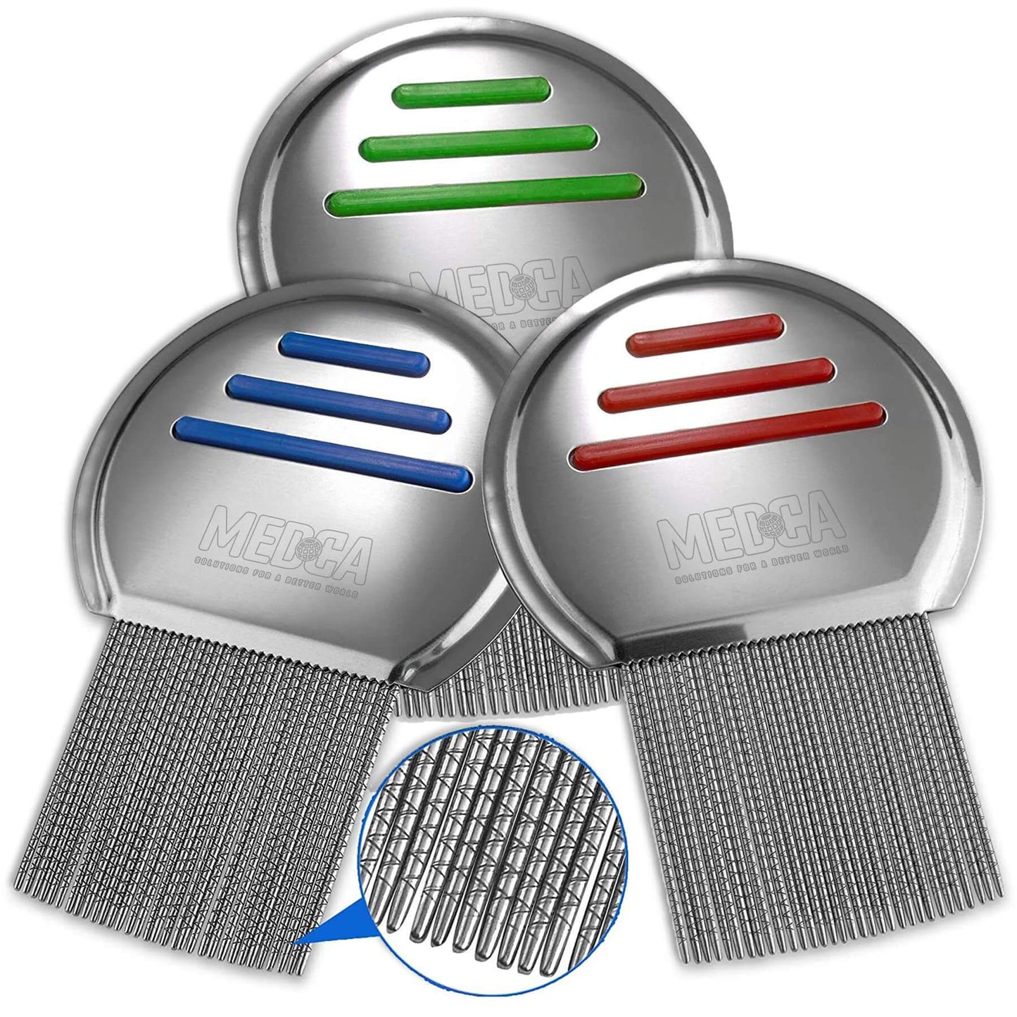 Lice Comb - (Pack of 3) Head Lice Treatment that's Individually Packaged Professional Stainless Steel Louse and Nit Comb